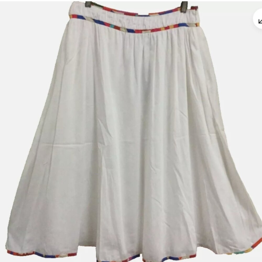 Antonio Melani Women Size 6 Midi Skirt Bohemian Style Lined 100% Cotton White